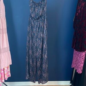 Elegant Navy Blue Floral Maxi Dress